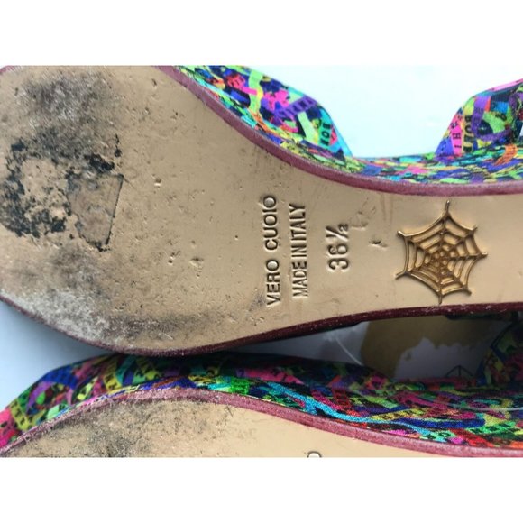 Charlotte Olympia | Shoes | Charlotte Olympia Mischievous  Charlotte Olympia Multicolor Peep-Toe Wedge Heels W/ Bows, Size 6.5 US 36.5 IT